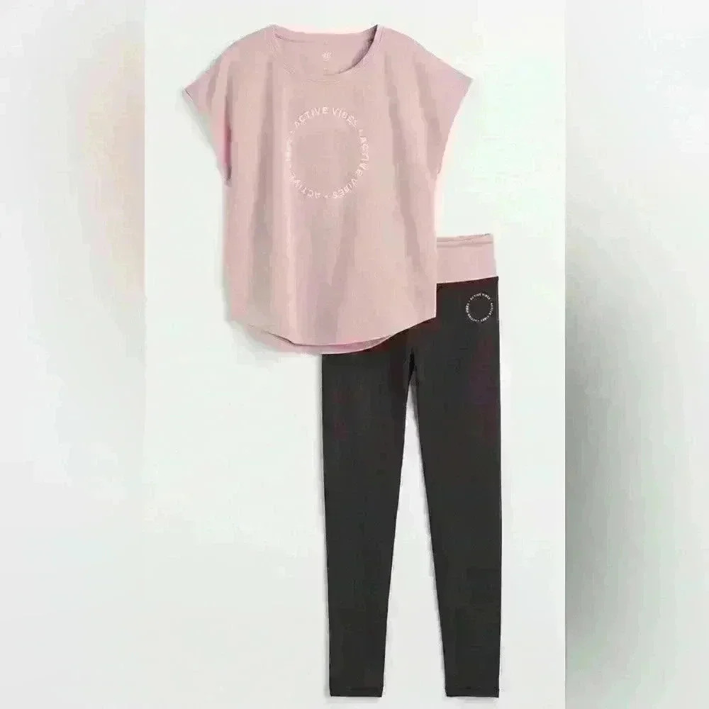 H&M Girl 2-piece DryMove™ Sports Set Light pink Active Vibes Size  12-14